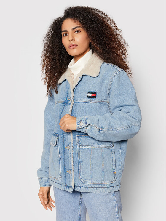 Tommy Jeans Džinsinė striukė Badge Sherpa Lined Worker DW0DW10666 Mėlyna  Regular Fit • Modivo.lt