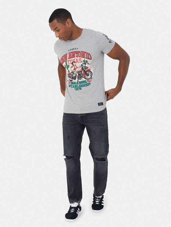 Brave Soul Brave Soul T-Shirt MTS-149PINUP Szary Straight Fit