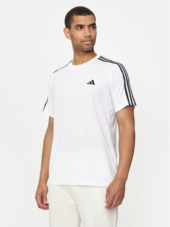 adidas Funkčné tričko Train Essentials 3-Stripes IB8151 Biela Regular Fit