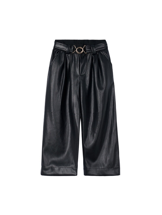 Mayoral Spodnie z imitacji skóry 4574 Czarny Regular Fit