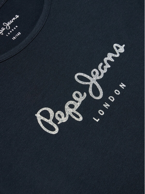 Pepe Jeans Pepe Jeans Marškinėliai Hana Glitter PG503064 Tamsiai mėlyna Slim Fit