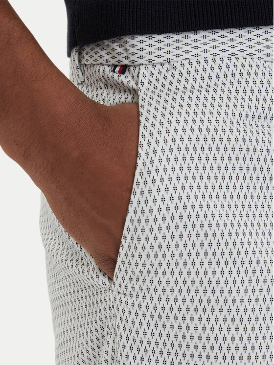 Tommy Hilfiger Tommy Hilfiger Kratke hlače iz tkanine Dover Print MW0MW42353 Bela Slim Fit