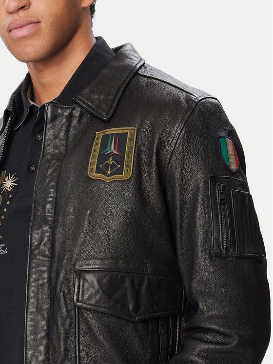 Aeronautica Militare Aeronautica Militare Кожено яке 262PN0895U100839 Черен Regular Fit