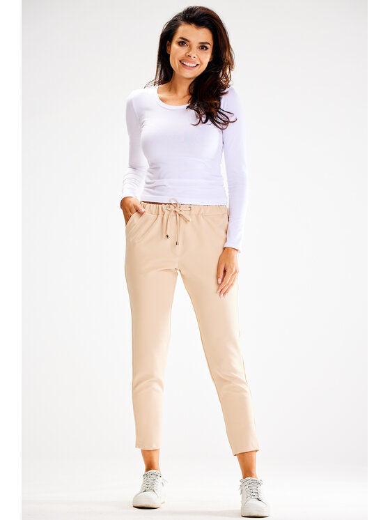 Awama Awama Pantaloni da donna A600 Beige Basic Fit