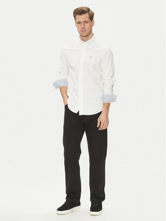 Gant Gant Košile Slim Oxford Stretch 3230115 Bílá Slim Fit