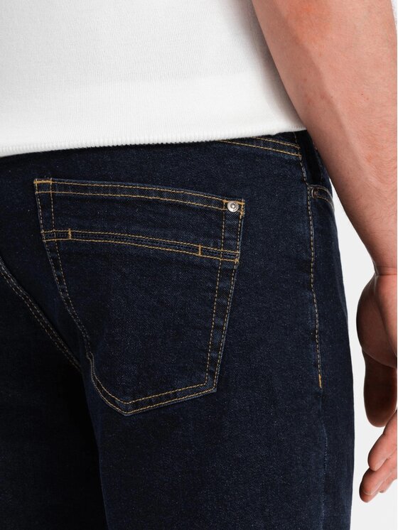 Ombre Ombre Džínové šortky OM-SRDS-0134 Tmavomodrá Regular Fit