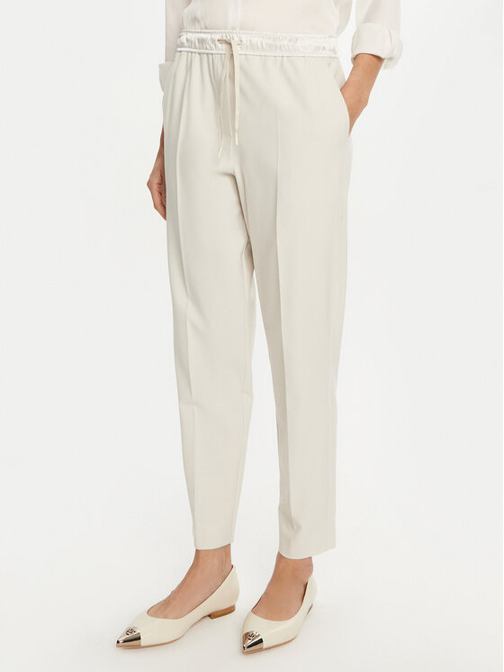 Marella Bavlnené nohavice Cammino 2423136045 Écru Regular Fit