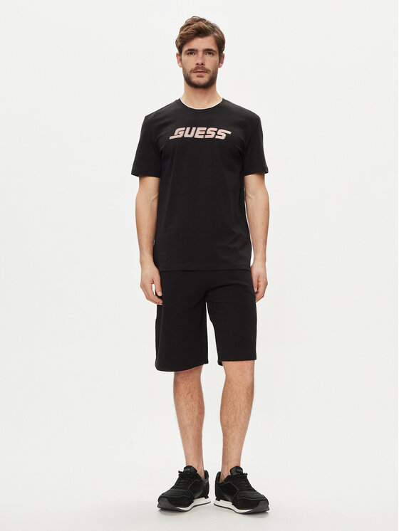 Guess Guess Auduma šorti Clovis M4GD10 KBK32 Melns Loose Fit