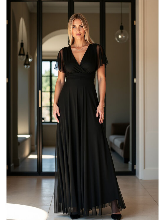 FIGL FIGL Večerné šaty M1103 Čierna Straight Fit