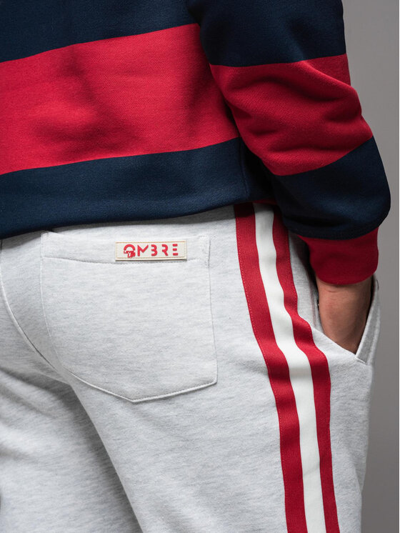 Ombre Ombre Spodnie dresowe OM-PASK-0258 Szary Regular Fit