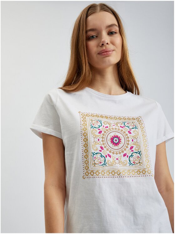 Orsay Orsay T-Shirt 166452-016000__M Biały Regular Fit