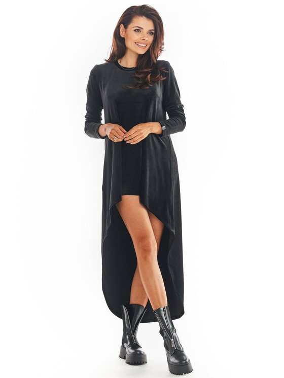 Awama Awama Úpletové šaty A379 Černá Basic Fit