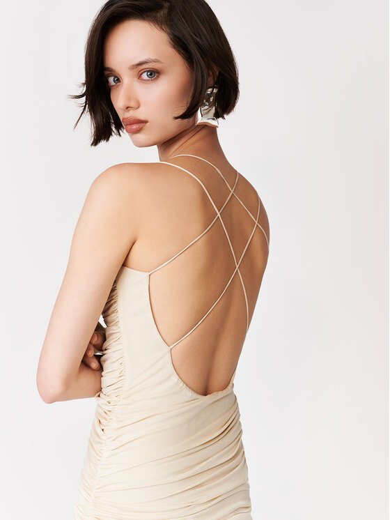 La Mania La Mania Večerné šaty VEIL Svetlo béžová Basic Fit