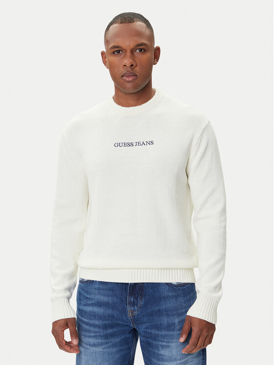 Guess Jeans Guess Jeans Sweter 168473 Biały Classic Fit
