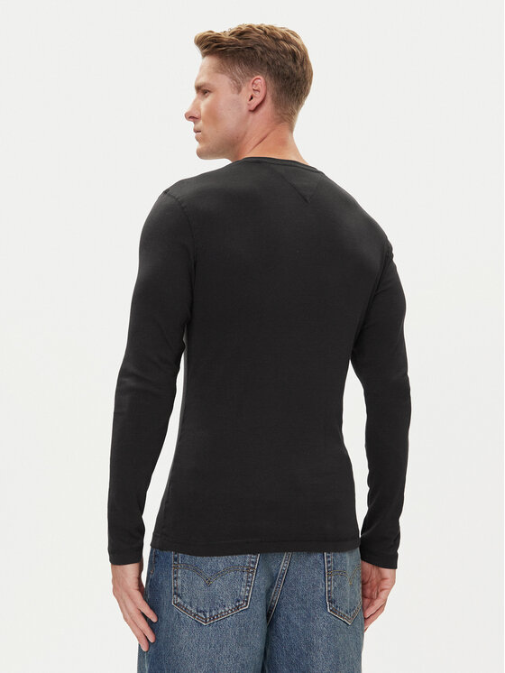 Tommy Jeans Tommy Jeans S dlhými rukávmi DM0DM04409 Čierna Slim Fit