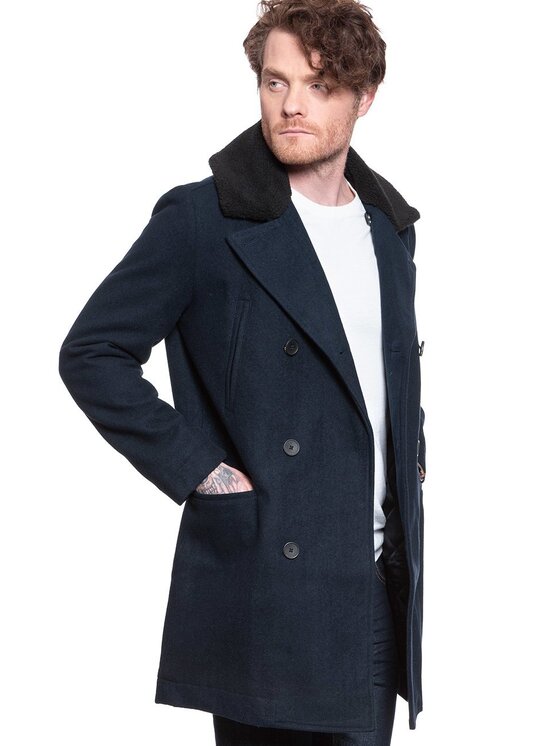 Lee Lee Płaszcz PEACOAT Niebieski Regular Fit
