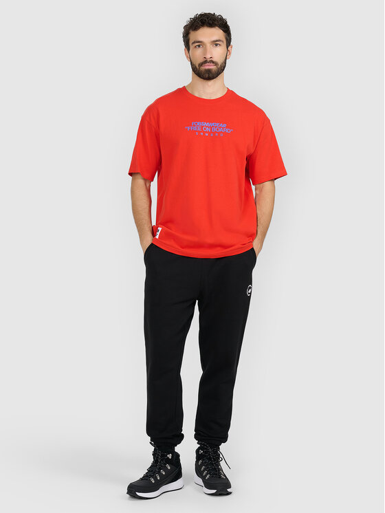 4F 4F T-Shirt FOB Czerwony Loose Fit