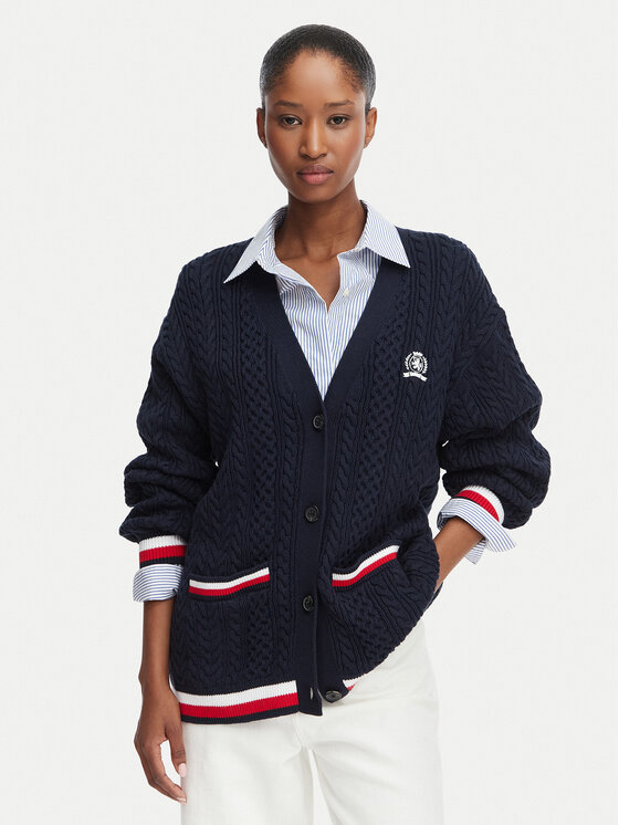 Tommy Jeans Cardigan DW0DW22934 Bleumarin Regular Fit