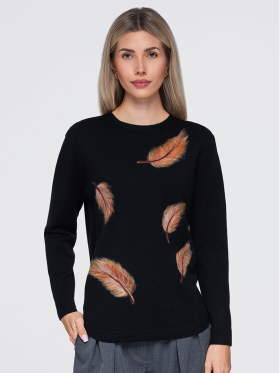 Ombre Ombre Sweter OW-SW-E0027 Czarny Regular Fit