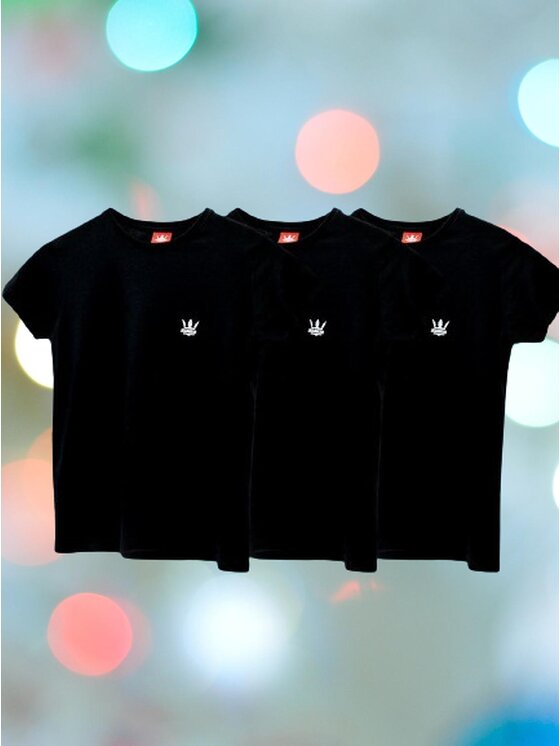Jigga Wear Jigga Wear Komplet t-shirtów Zestaw 3 Damskich T-Shirtów Jigga Wear Mini Logo Czarny S Czarny Regular Fit