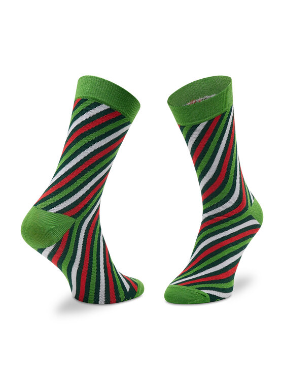 Rainbow Socks Rainbow Socks Zestaw 3 par wysokich skarpet unisex Xmas Socks Box Stripes Pak 3 Zielony