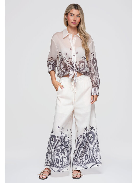Ombre Ombre Koszula OW-SH-E0061 Beżowy Loose Fit