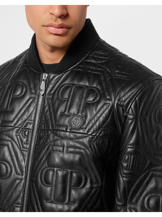 PHILIPP PLEIN PHILIPP PLEIN Kurtka skórzana 26041 Czarny Regular Fit