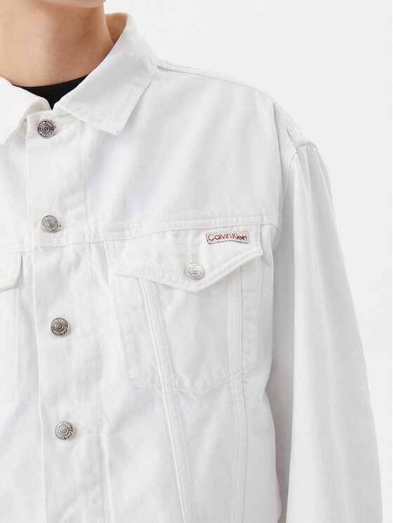 Calvin Klein Jeans Calvin Klein Jeans Džinsinė striukė J20J225181 Balta Boxy Fit