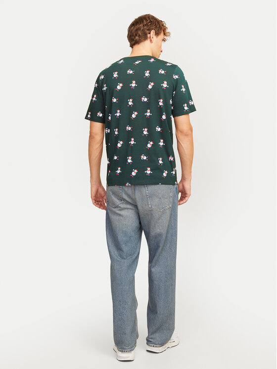 Jack & Jones Jack & Jones T-Shirt Xmas Merry 12265399 Zielony Standard Fit