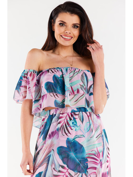 Awama Awama Bluzka A511 Kolorowy Basic Fit
