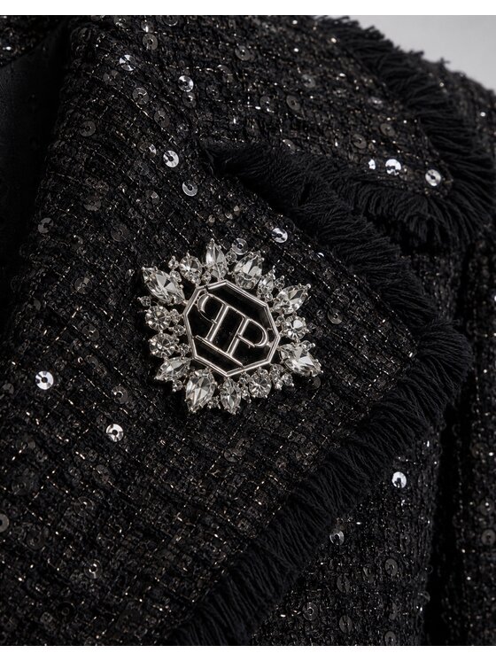 PHILIPP PLEIN PHILIPP PLEIN Płaszcz zimowy 31269 Czarny Loose Fit