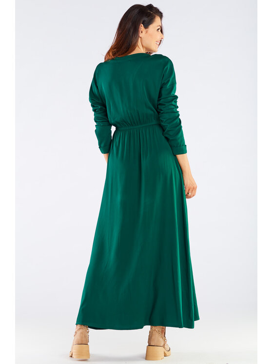 Awama Awama Sukienka letnia A454 Zielony Basic Fit