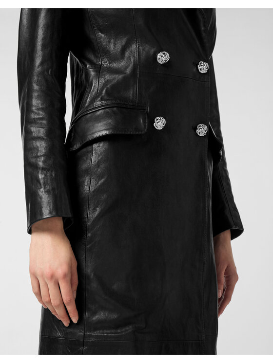 PHILIPP PLEIN PHILIPP PLEIN Płaszcz zimowy 26379 Czarny Loose Fit