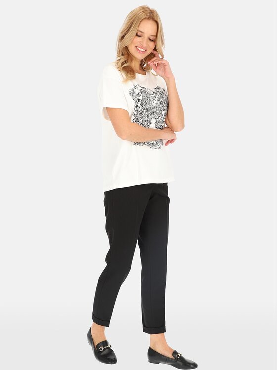 Perso Perso T-Shirt TCE240246F Écru Regular Fit