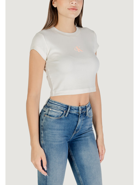 Calvin Klein Jeans Calvin Klein Jeans T-Shirt MONOGRAM BABY TEE Λευκό Casual Fit