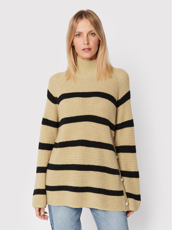 Custommade Custommade Πουλόβερ Talna Stripes 999212319 Μπεζ Relaxed Fit