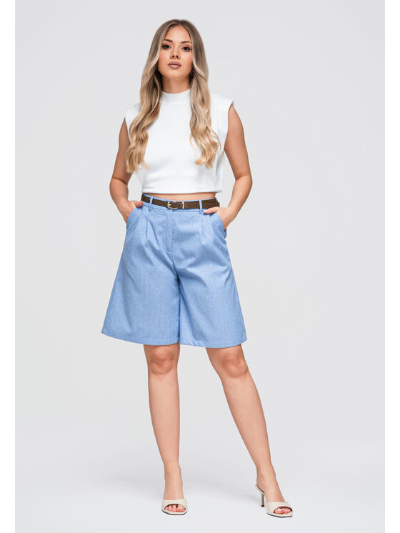 Ombre Ombre Szorty materiałowe OW-ST-E0016 Niebieski Bermuda Fit
