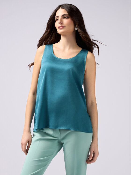 Oltre Oltre T-Shirt G016J103986N025 Turkusowy Regular Fit