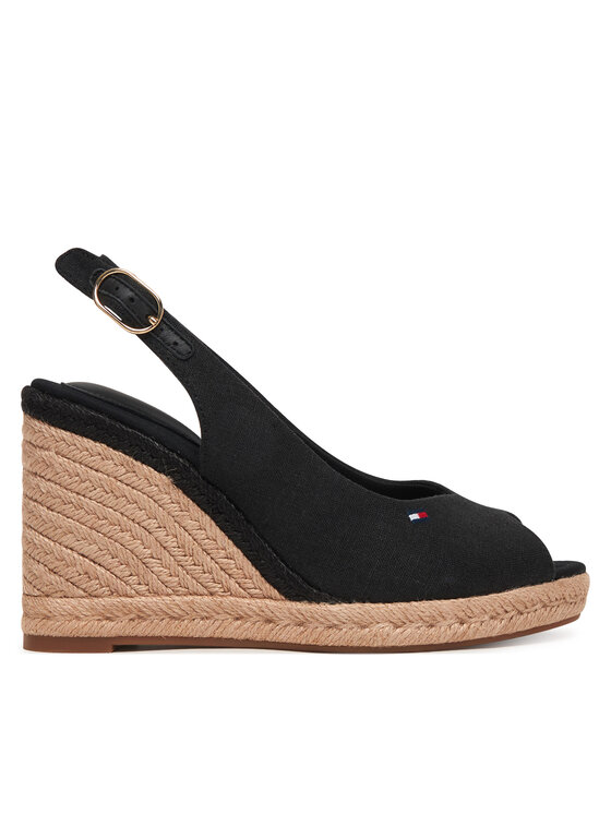 Tommy Hilfiger Tommy Hilfiger Espadrile Flag High Wedge Espad Slingback FW0FW09343 Negru