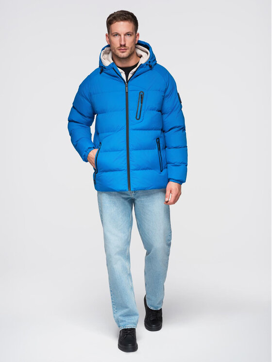 Ombre Ombre Zimní bunda OM-JAHP-0302 Modrá Regular Fit