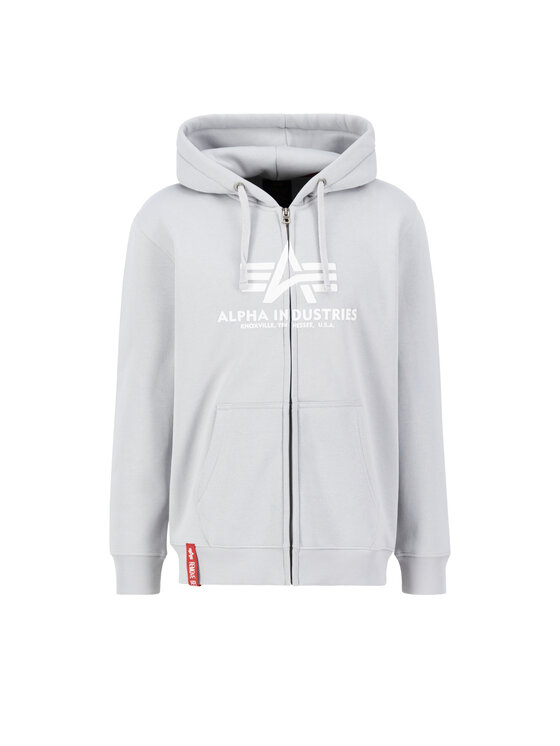 Alpha Industries Alpha Industries Bluza Basic Puff Print Zip Hoodie Szary Regular Fit