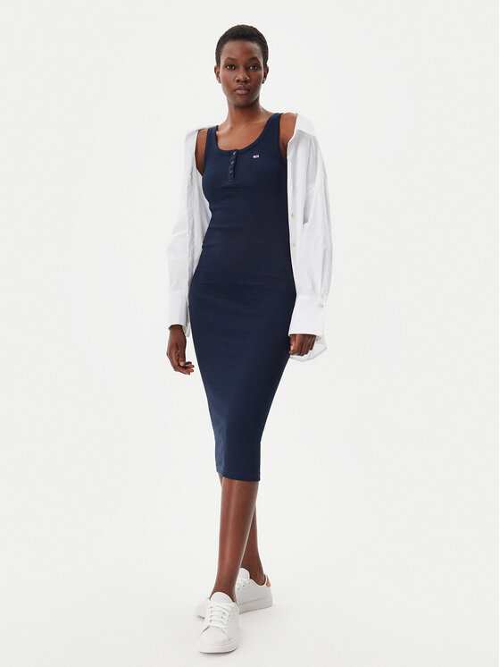 Tommy Jeans Tommy Jeans Rochie de zi DW0DW19477 Bleumarin Slim Fit