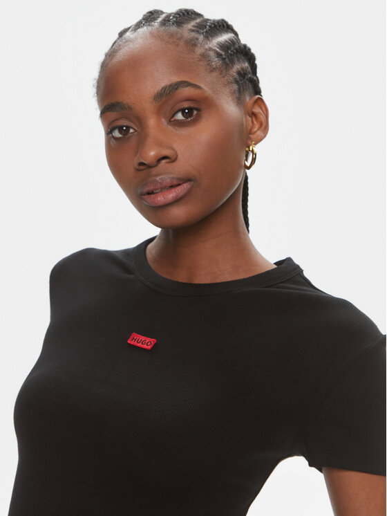 HUGO Hugo Marškinėliai Deluisa_1 50508636 Juoda Slim Fit
