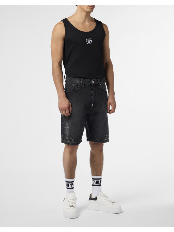 PHILIPP PLEIN PHILIPP PLEIN Szorty jeansowe 29786 Czarny Regular Fit