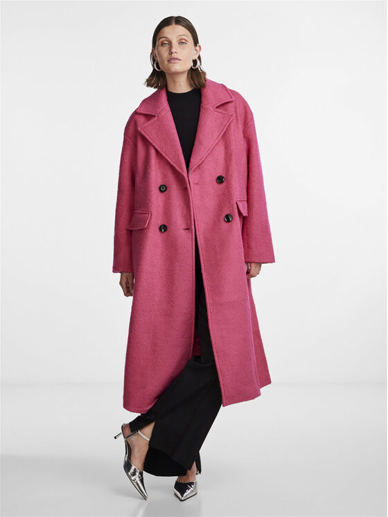 YAS YAS Vilnonis paltas Mila 26030712 Rožinė Loose Fit