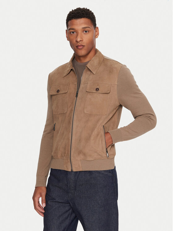 Milestone Milestone Geacă de piele MSRayan 531624 60700 Bej Regular Fit