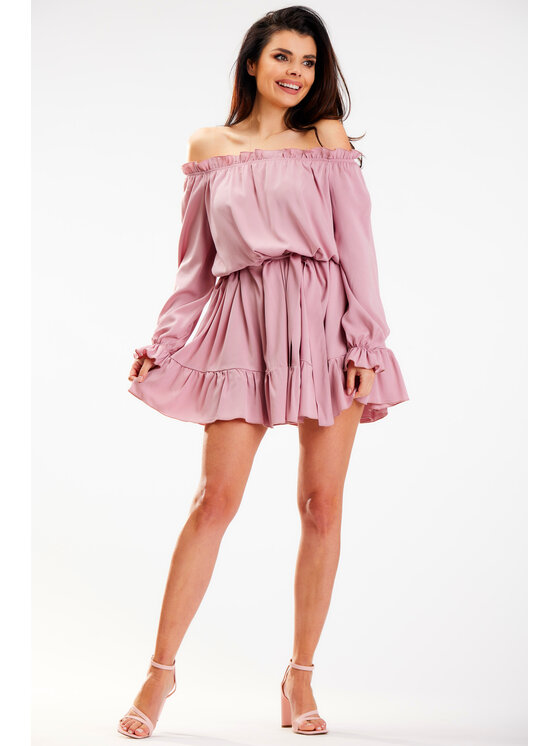 Awama Awama Sukienka letnia A578 Różowy Basic Fit