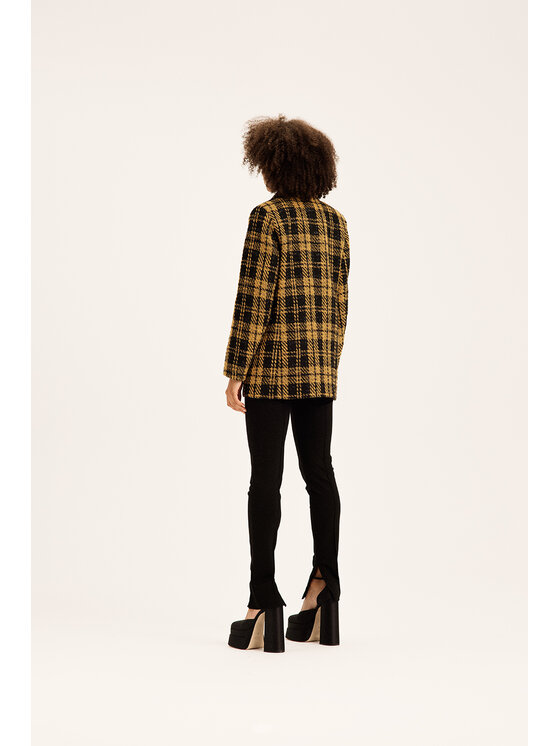 Chérir Paris Chérir Paris Marynarka boucle w kratę Żółty Regular Fit