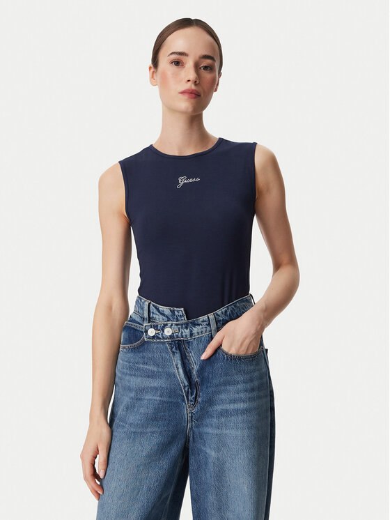 Guess Top W6YP17 K3881 Tamnoplava Regular Fit