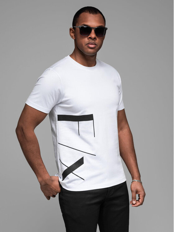 Ombre Ombre T-Shirt OM-TSPT-0213 Biały Regular Fit